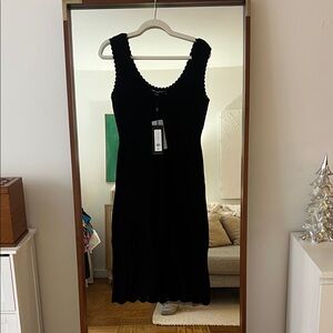 French Connection Crochet Knit Black Midi Dress